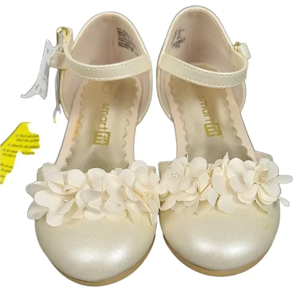 NWT SmartFit Toddler Girl Size 7 Beige Cici Flower Girl Heel Fancy Dress Shoes